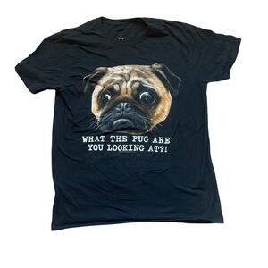 Dog Lover‎ Women's What The Pug Are You Looking At T-Shirt L Black Funny